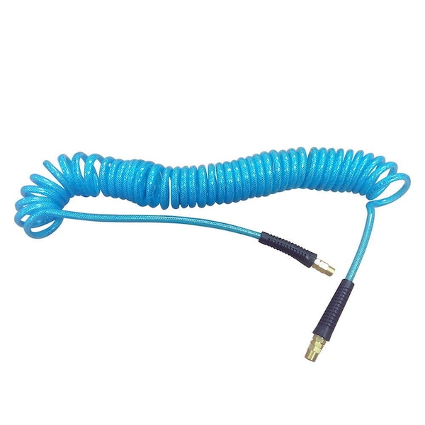Interstate Pneumatics Clear Blue Polyurethane Recoil Hose 1/4 Inch x 25 feet Swivel Fittings HR74-025S - main
